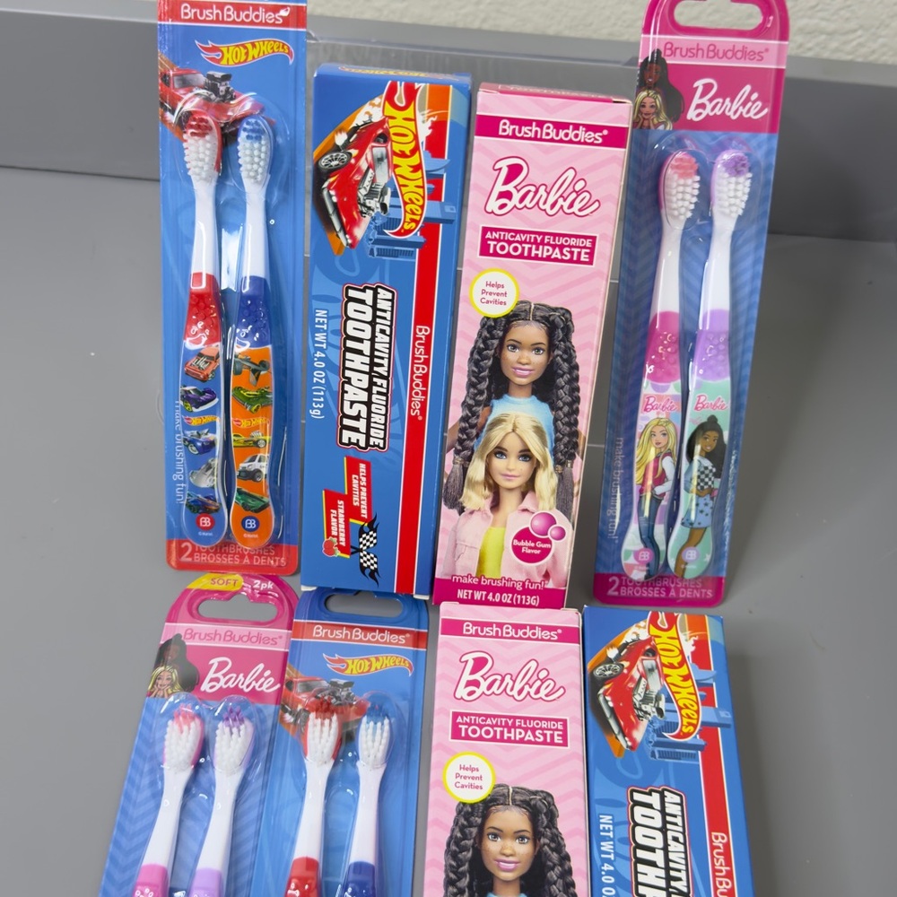 Barbie Pink and Blue Toothbrush and Toothpaste Set
